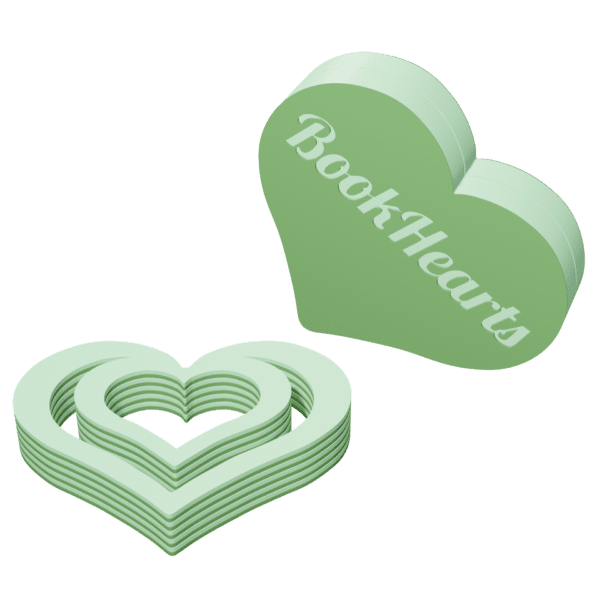 Forest green 3D-printed BookHeart bookmark for nature lovers
